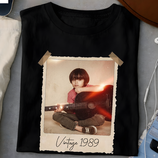 Custom vintage Polaroid picture graphic shirt personalized with your uploaded photo