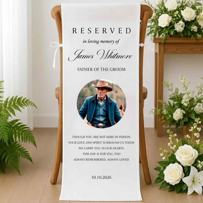 Memorial Wedding Chair Sign, Reserved Banner for Loved Ones, In Loving Memory Sign, Ceremony Tribute, Wedding Aisle Decor, Rustic Accent