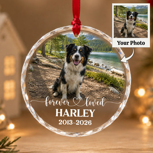 Personalized Pet Memorial Photo Ornament, Custom Dog Memorial Ornament, Pet Loss Sympathy Gift, Forever Loved Pet Keepsake, Christmas Gift