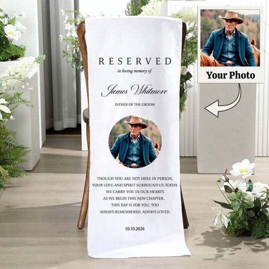 Memorial Wedding Chair Sign, Reserved Banner for Loved Ones, In Loving Memory Sign, Ceremony Tribute, Wedding Aisle Decor, Rustic Accent