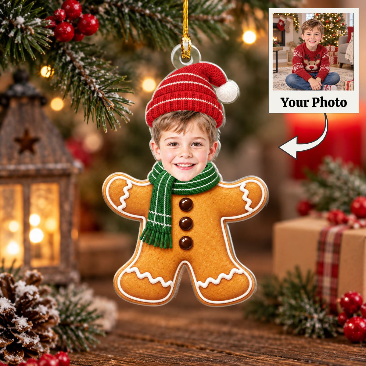 Personalized Photo Christmas Ornament, Custom Face Christmas Character Ornament, Santa Elf Snowman Gingerbread Xmas Tree Decor