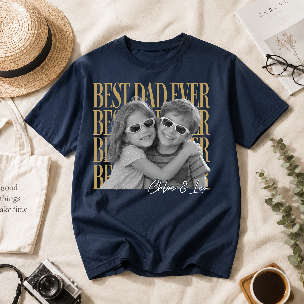 Custom Best Mom & Dad Ever Vintage Photo Shirt – Personalized T-Shirt With Kids Photo & Names, Mother's Day, Father's Day, Christmas Gift for Parents