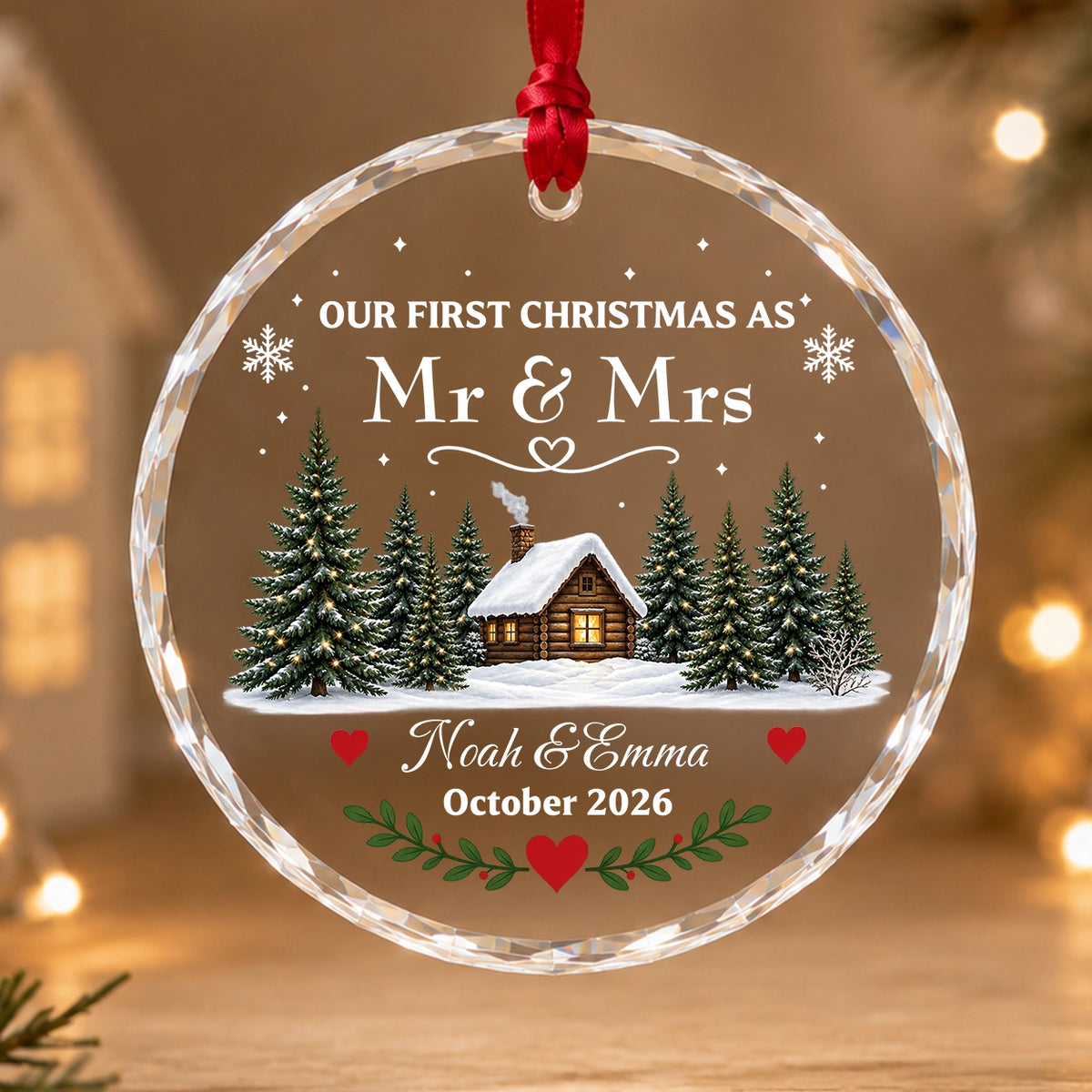 Personalized First Christmas Married Ornament, Custom Mr & Mrs Christmas Ornament, Newlywed Couple Keepsake, Wedding Gift for Husband Wife