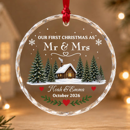 Personalized First Christmas Married Ornament, Custom Mr & Mrs Christmas Ornament, Newlywed Couple Keepsake, Wedding Gift for Husband Wife