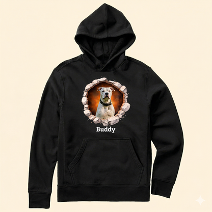 Personalized Custom Dog Photo & Name Breaking Through Wall Graphic Shirt For Pet Lovers