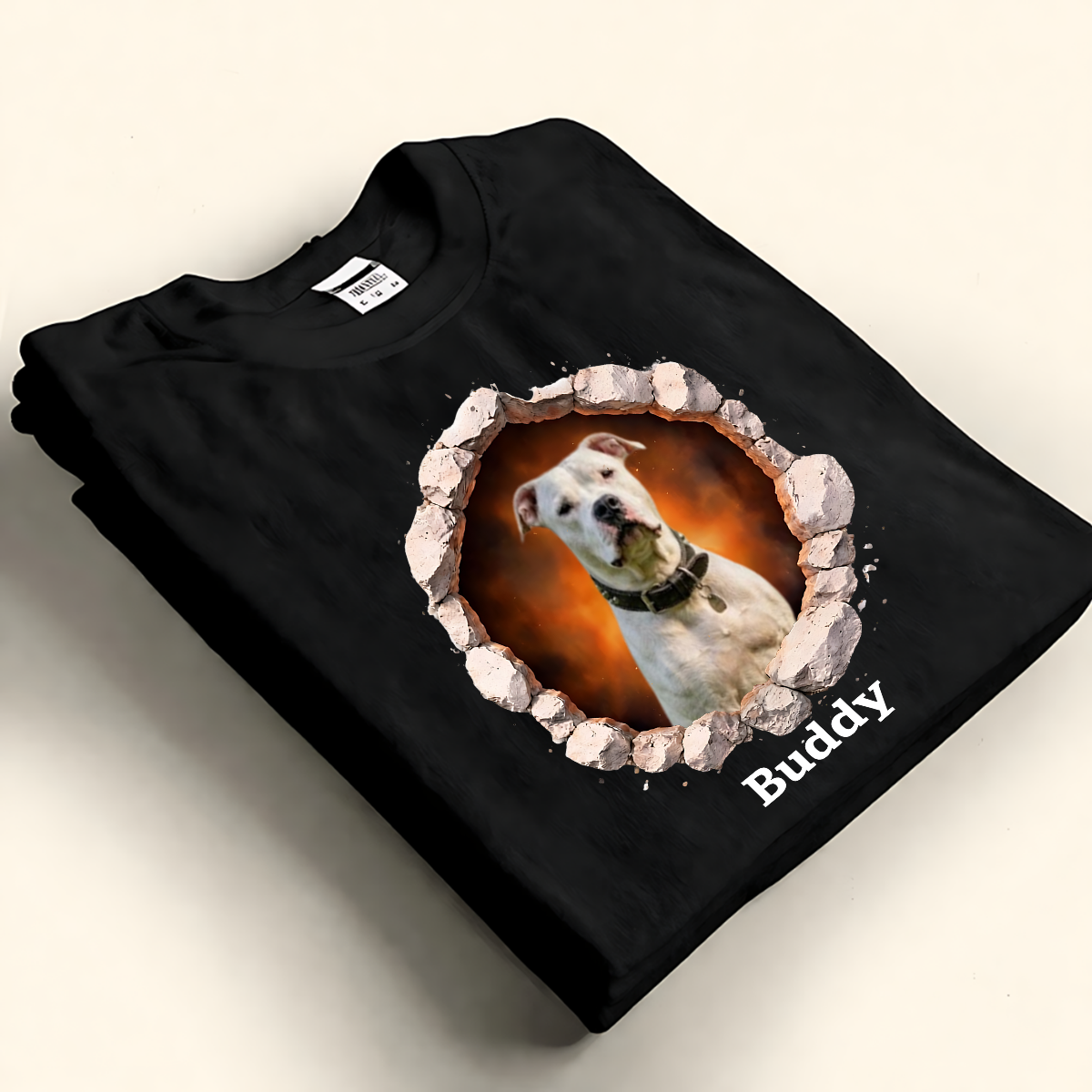 Personalized Custom Dog Photo & Name Breaking Through Wall Graphic Shirt For Pet Lovers