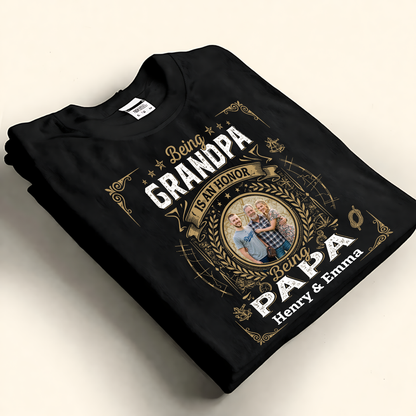 Personalized Custom Photo Names 'Being Grandpa & Papa' Honor Shirt for Him
