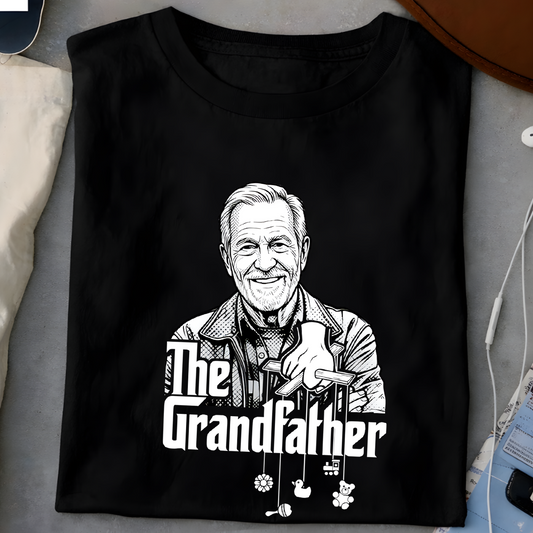 Personalized The Grandfather tee featuring custom monochrome graphic illustration from your own photo