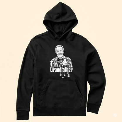 Personalized The Grandfather tee featuring custom monochrome graphic illustration from your own photo