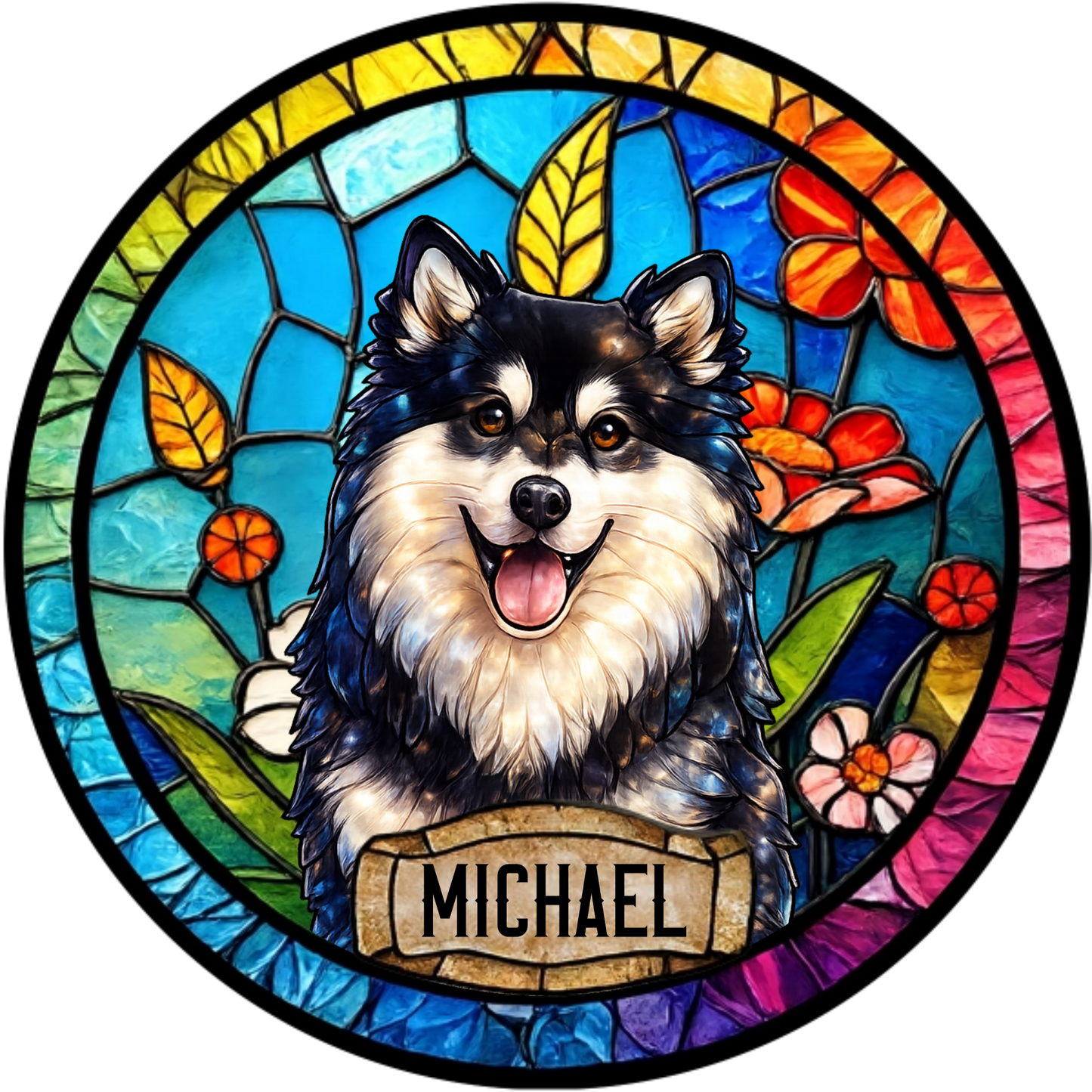 Personalized Dog Portrait Stained Glass Suncatcher, Custom Pet Memorial Stained Glass Photo Suncatcher, Dog Loss Keepsake, Pet Loss Gift