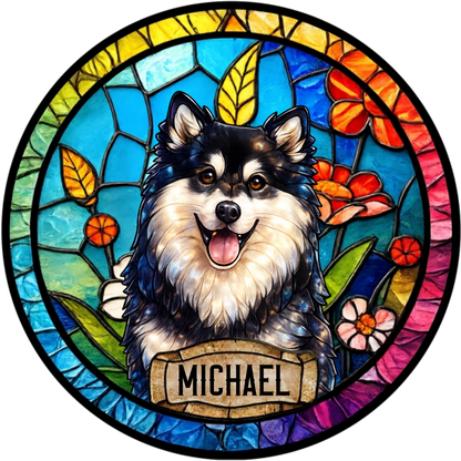 Personalized Dog Portrait Stained Glass Suncatcher, Custom Pet Memorial Stained Glass Photo Suncatcher, Dog Loss Keepsake, Pet Loss Gift