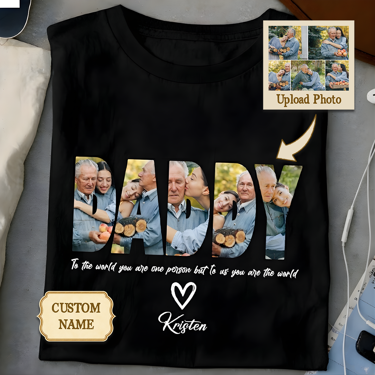 Personalized daddy custom photo and name shirt