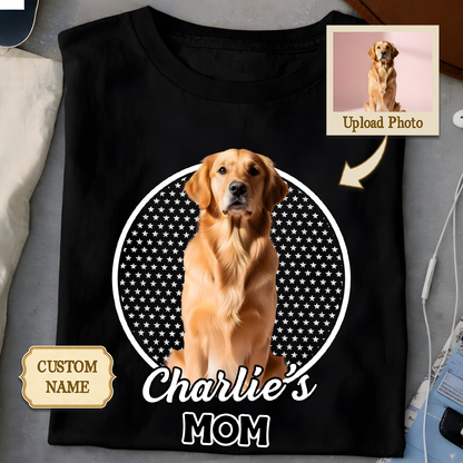 Custom pet photo and name shirt, personalized gift for dog and cat lovers.