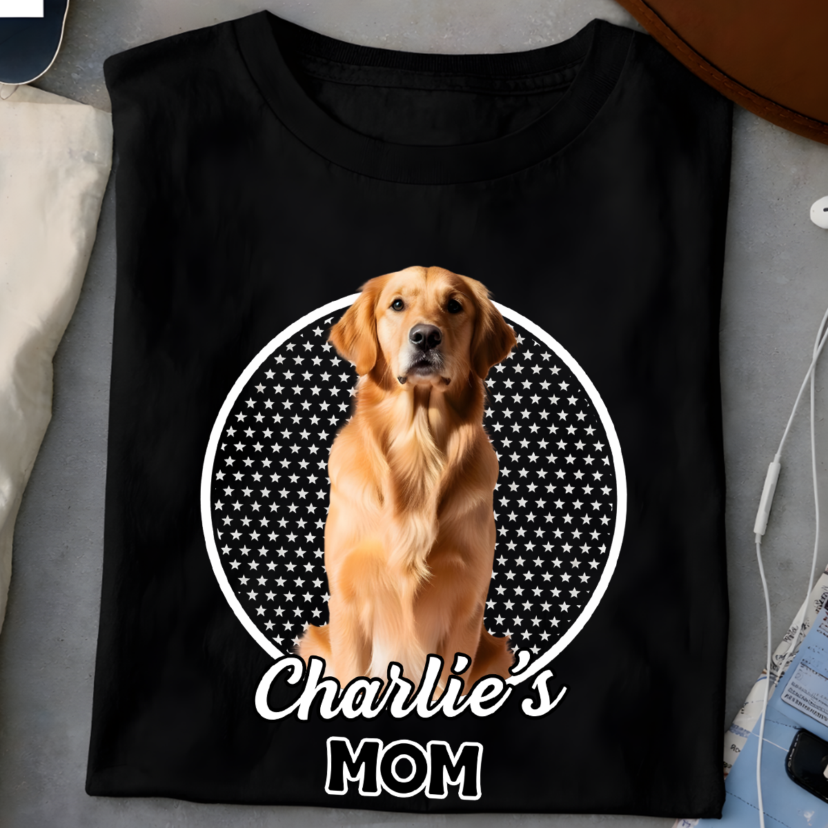 Custom pet photo and name shirt, personalized gift for dog and cat lovers.