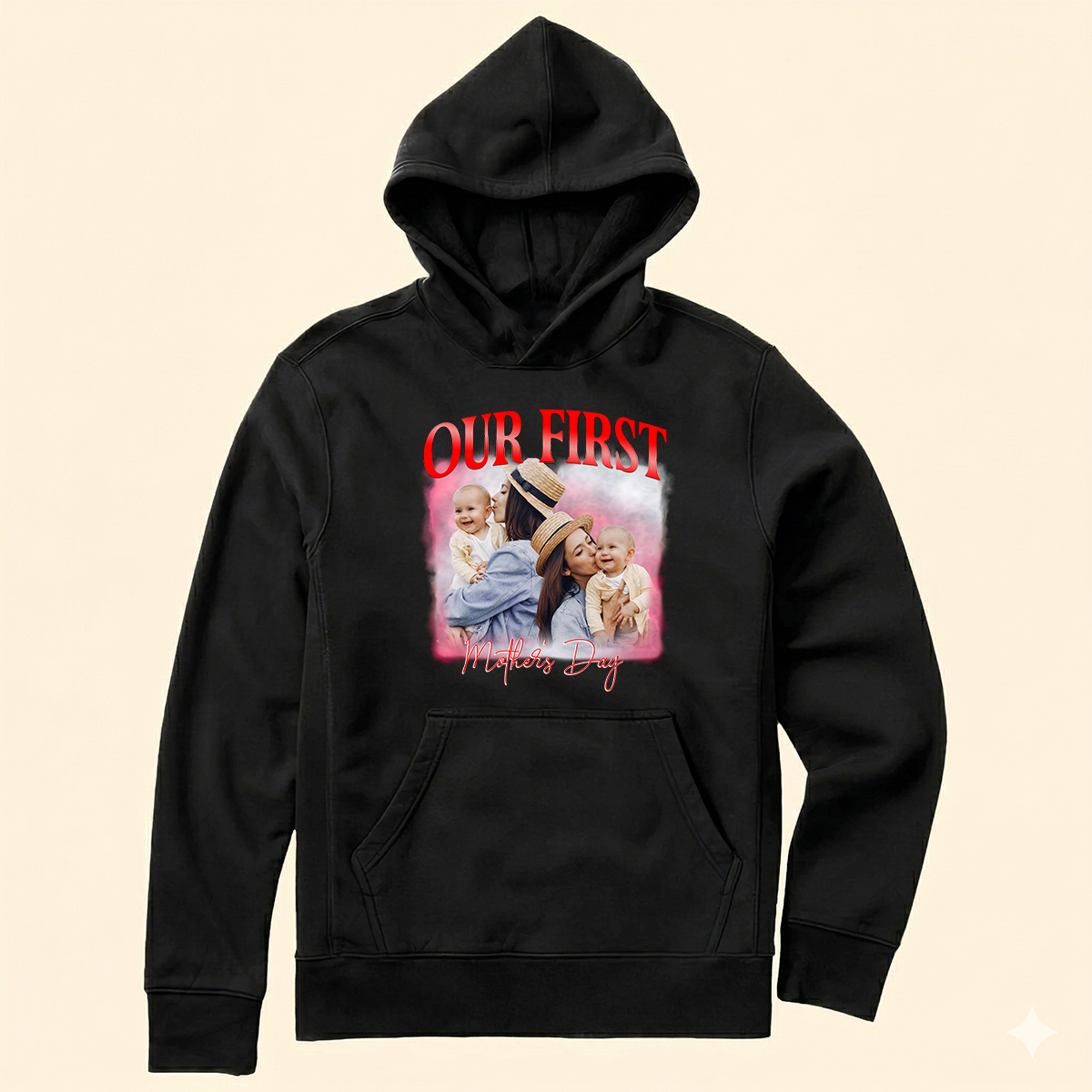 Personalized our first Mother's Day bootleg shirt with your custom family photo