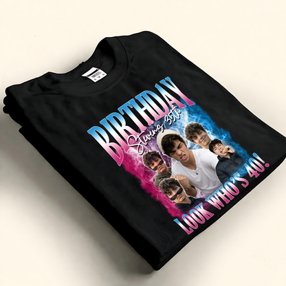 Personalized vintage custom photo bootleg rap tee shirt for birthday celebrations and unique gifts