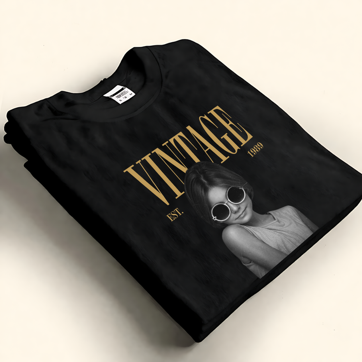 Personalized vintage est year custom photo black and white portrait graphic t-shirt