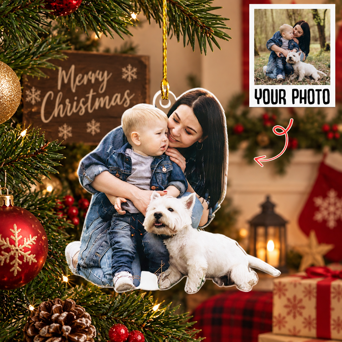 Personalized Photo Christmas Ornament, 2 Sides Printed Custom Cutout Picture Ornament, Personalized Photo Keepsake, Christmas Tree Gift