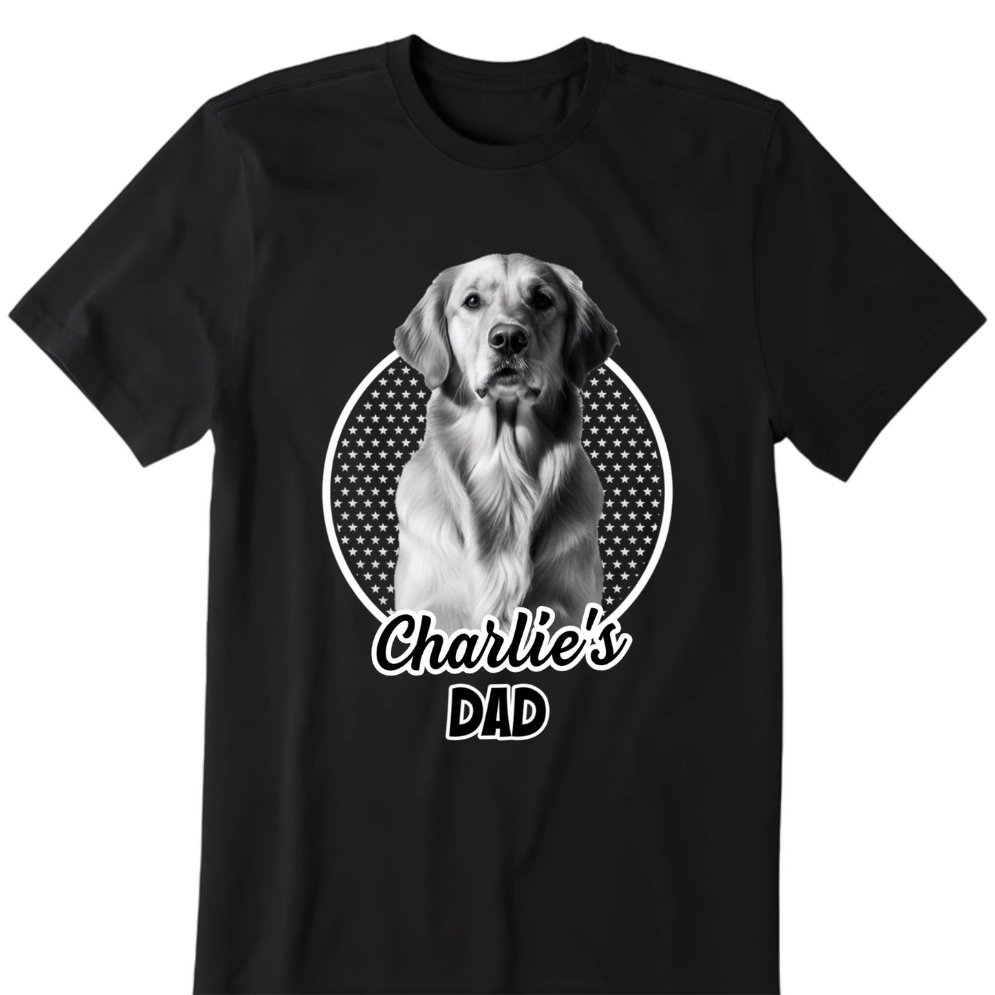 Personalized pet portrait shirt custom dog dad tee with black and white photo upload