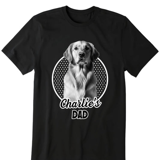 Personalized pet portrait shirt custom dog dad tee with black and white photo upload
