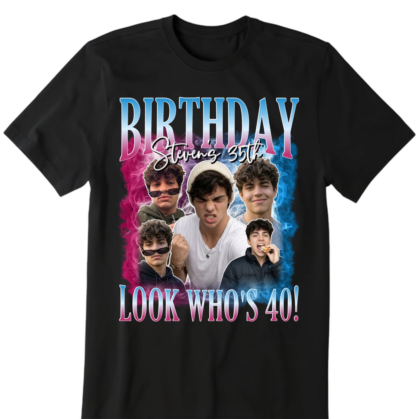 Personalized vintage custom photo bootleg rap tee shirt for birthday celebrations and unique gifts