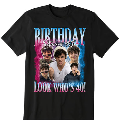 Personalized vintage custom photo bootleg rap tee shirt for birthday celebrations and unique gifts