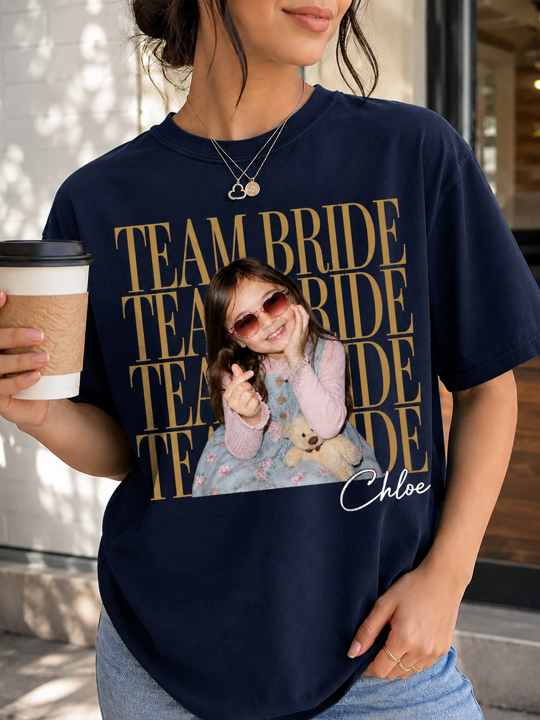 Custom Team Bride Shirt with Personalized Childhood Photo, Bachelorette Party Tee, Bride Squad Gift, Bridal Shower Shirt, Funny Bridesmaid Keepsake