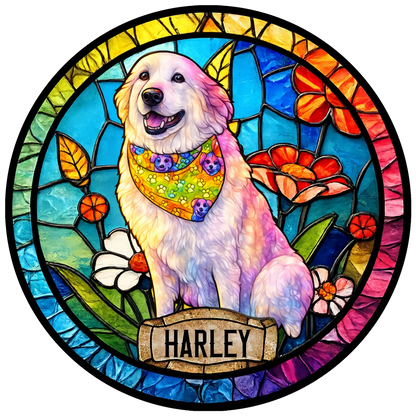 Personalized Dog Portrait Stained Glass Suncatcher, Custom Pet Memorial Stained Glass Photo Suncatcher, Dog Loss Keepsake, Pet Loss Gift