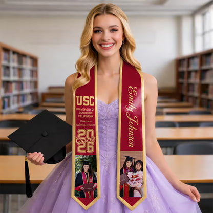 Personalized Photo Graduation Stole Class of 2026 Custom Name Graduation Sash Unique Senior Gift