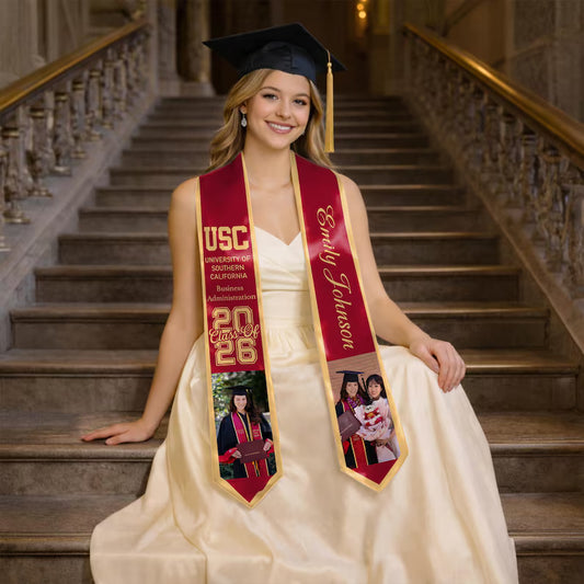 Personalized Photo Graduation Stole Class of 2026 Custom Name Graduation Sash Unique Senior Gift