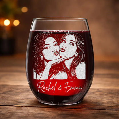 Personalized custom hand-drawn portrait wine glass unique best friend gifts for her soul sister bff