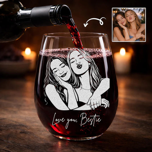 Personalized custom hand-drawn portrait wine glass unique best friend gifts for her soul sister bff