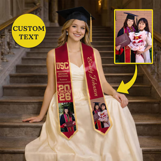 Personalized Photo Graduation Stole Class of 2026 Custom Name Graduation Sash Unique Senior Gift