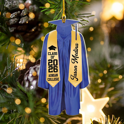 Personalized Graduation Gown Ornament, Custom 2-Sided Printed Senior Year Acrylic Ornament, Class of 2026 Graduation Gift
