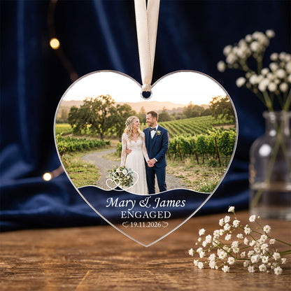 Personalized Engagement Photo Ornament, Custom 2-Sided Printed Couple Picture Ornament, Engaged Christmas Keepsake, Proposal Gift for Couple, Future Mr & Mrs Gift